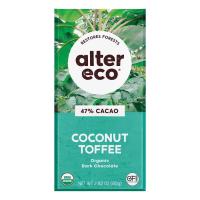 Alter Eco Organic Dark Coconut Toffee 47% Cocoa Chocolate Bar 2.82 oz.