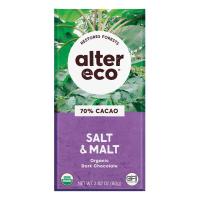 Alter Eco Organic Dark Salt & Malt 70% Cocoa Chocolate Bar 2.82 oz.