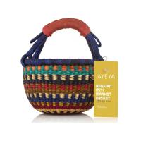 Ayeya Handwoven Mini Market Style Grass Basket 9" x 5" x 7"