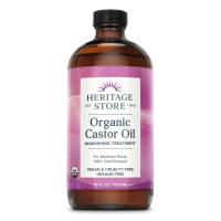 Heritage Store Organic Castor Oil 16 fl. oz. glass bottle
