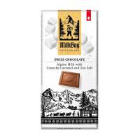 Milkboy Finest Swiss Alpine Milk Chocolate with Crunchy Caramel & Sea Salt 3.5 oz. bar