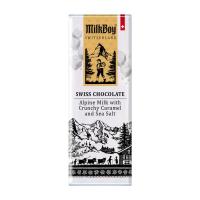 Milkboy Finest Swiss Alpine Milk Chocolate with Crunchy Caramel & Sea Salt Snack Size 1.4 oz. Bar