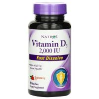 Natrol Vitamin D3 Bone & Joint Fast Dissolve Strawberry Tablets 2,000 IU 90 count
