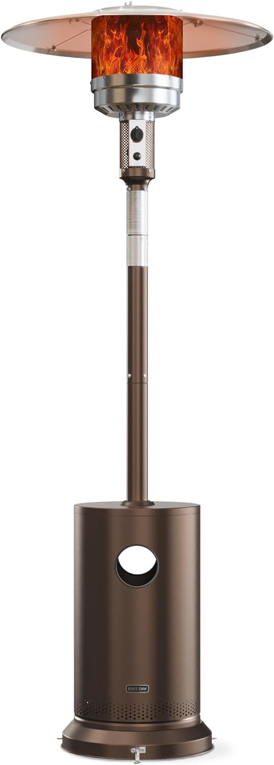 EAST OAK 48,000 BTU Patio Heater for Outdoor Use With Round Table Design, Double-Layer Stainless Steel Burner and Wheels, Outdoor Patio Heater for Home and Commercial, Bronze, 31.9" x 31.9" x 86.6"