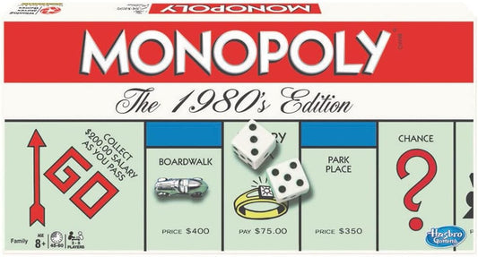 Monopoly The 1980's Edition With Original 1980's Artwork & Components incl. All Classic Tokens, by Winning Moves Games USA, Classic Family Board Game with Classic Tokens, for 2 to 8 Players, Ages 8+