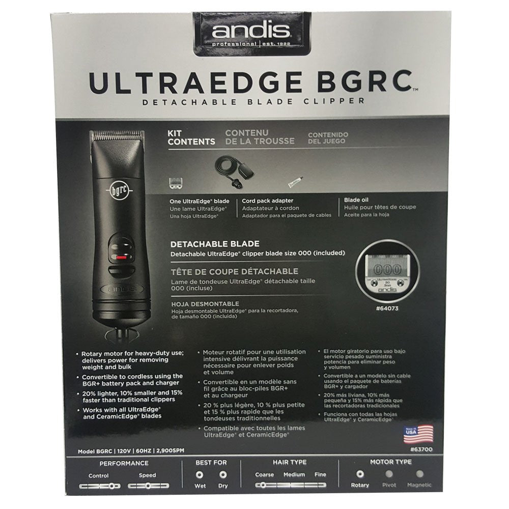 Andis 63700 BGRC Hair Clipper with Detachable Blade, Black