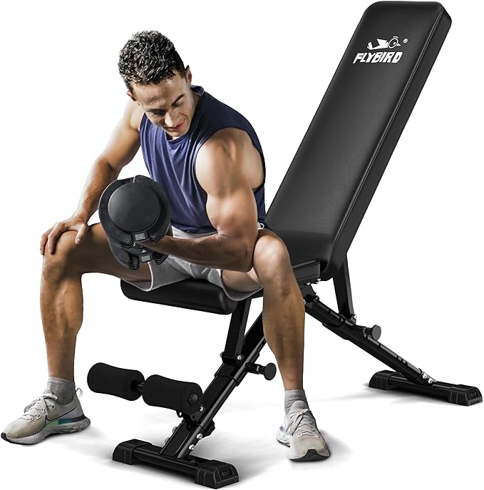 FLYBIRD Weight Bench, Adjustable Strength Training Bench for Full Body Workout with Fast Folding-New Version